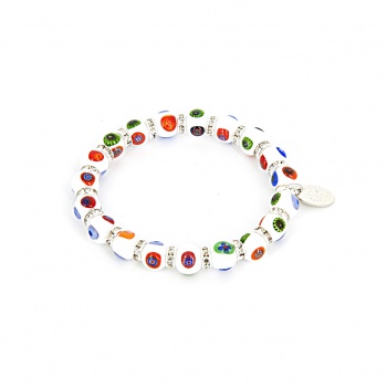 Šperky Murano Millefiori - Náramok KARMA - bielo - farebný