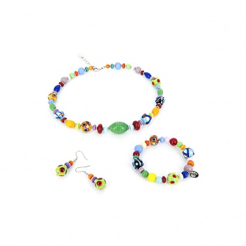 Šperky Murano Millefiori - Náhrdelník MINIMARAKESH - zelený