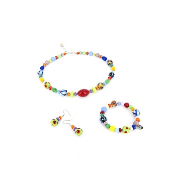 Šperky Murano Millefiori - Náhrdelník MINIMARAKESH - červený