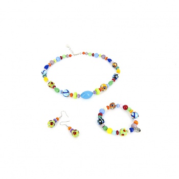 Šperky Murano Millefiori - Náhrdelník MINIMARAKESH - tyrkysový