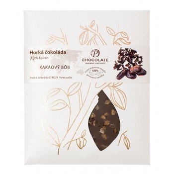 Ručne robené čokolády a pralinky - Tabuľková čokoláda - horká s drveným kakaovým bôbom