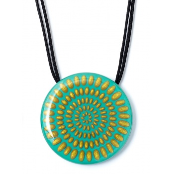 Šperky ZSISKA - Náhrdelník MANDALA 1 - tyrkysovo - zlatý