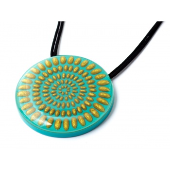 Šperky ZSISKA - Náhrdelník MANDALA 1 - tyrkysovo - zlatý