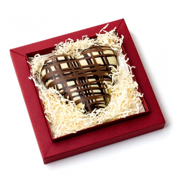 Ručne robené čokolády a pralinky - Bonboniéra srdiečko plnené bonbónmi 