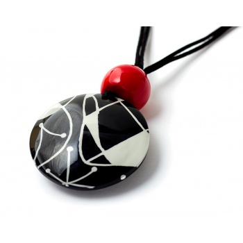 Šperky ZSISKA - Náhrdelník ABSTRACT červeno - čierno - biely