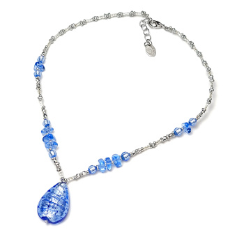 Šperky Murano Millefiori - Náhrdelník IVONA - bledo - modrý