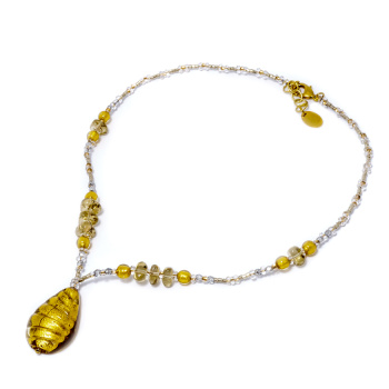 Šperky Murano Millefiori - Náhrdelník IVONA - zlatý