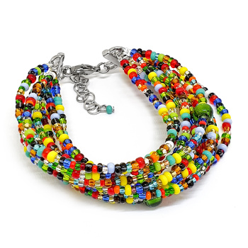 Šperky Murano Millefiori - Náramok KUMARI -  farebno-zelený