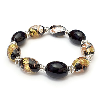 Šperky Murano Millefiori - Náramok MILENA - čierny