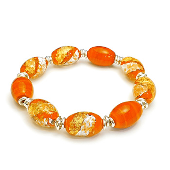 Šperky Murano Millefiori - Náramok MILENA - oranžový