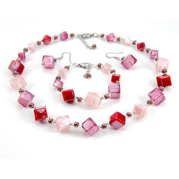 Šperky Murano Millefiori - Set DADA - červený