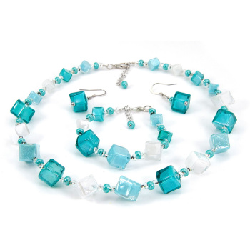 Šperky Murano Millefiori - Set DADA - tyrkysový