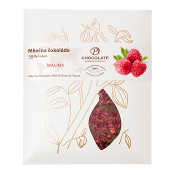 Ručne robené čokolády a pralinky - Tabuľková čokoláda - mliečna s malinami