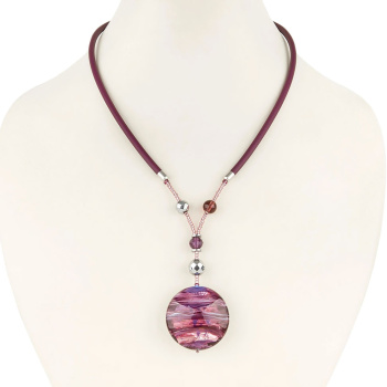 Šperky Murano Millefiori - Náhrdelník MOON CHERRY - fialový