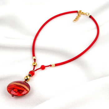 Šperky Murano Millefiori - Náhrdelník MOON CRIMSON - červený