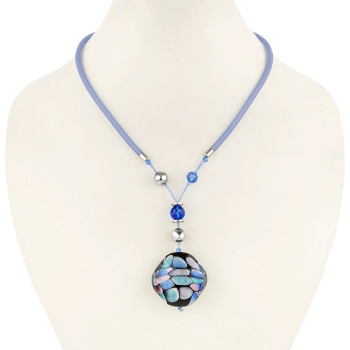 Šperky Murano Millefiori - Náhrdelník MOON SKY - modrý