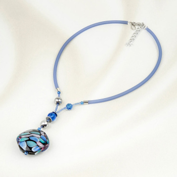 Šperky Murano Millefiori - Náhrdelník MOON SKY - modrý