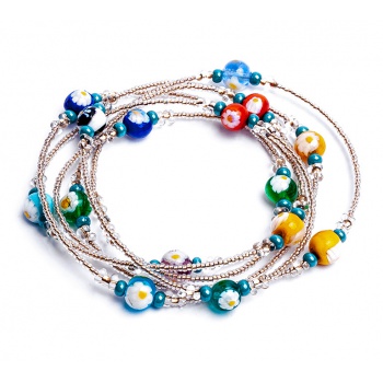Šperky Murano Millefiori - Náhrdelník / náramok FLOWER - farebný