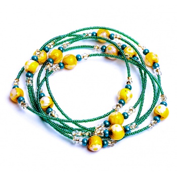 Šperky Murano Millefiori - Náhrdelník / náramok FLOWER - žlto - zelený