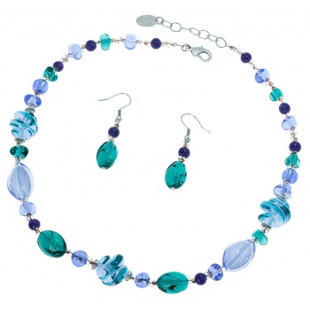 Šperky Murano Millefiori - Set CARLA - tyrkysový