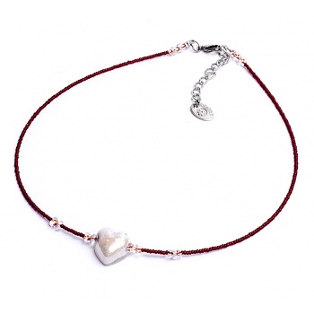 Šperky Murano Millefiori - Náhrdelník LOVELY - bielo - bordový
