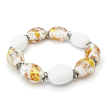 Šperky Murano Millefiori - Náramok MILENA - biely