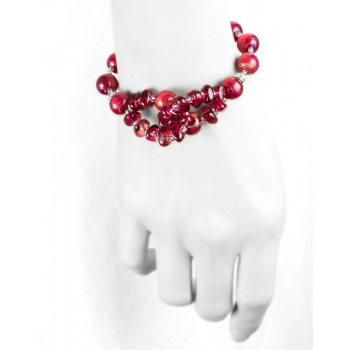 Šperky Murano Millefiori - Náramok GRACE - červený