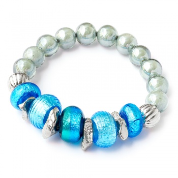 Šperky Murano Millefiori - Náramok UNICAT - modro strieborný