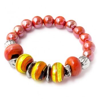 Šperky Murano Millefiori - Náramok UNICAT - žlto oranžový