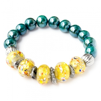 Šperky Murano Millefiori - Náramok UNICAT - tyrkysovo zlatý