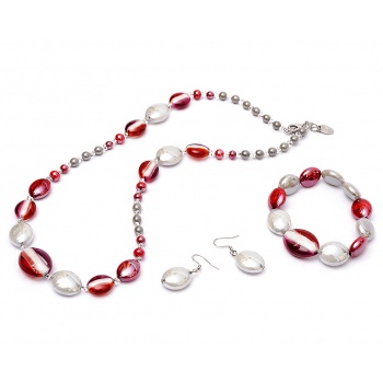 Šperky Murano Millefiori - Set NASTASIA - červený