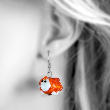 Šperky Murano Millefiori - Náušnice OVEČKA - oranžové