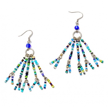 Šperky Murano Millefiori - Náušnice KUMARI - modré