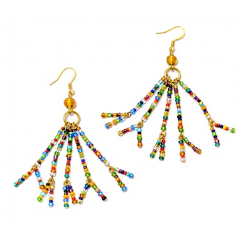 Šperky Murano Millefiori - Náušnice KUMARI - zlaté