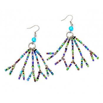 Šperky Murano Millefiori - Náušnice KUMARI - tyrkysové
