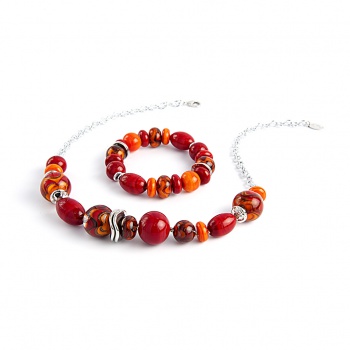Šperky Murano Millefiori - Set MEGAN - červený