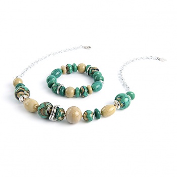 Šperky Murano Millefiori - Set MEGAN - tyrkysový