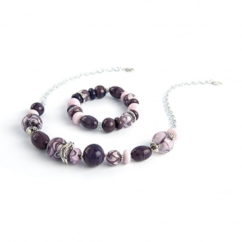 Šperky Murano Millefiori - Set MEGAN - fialový