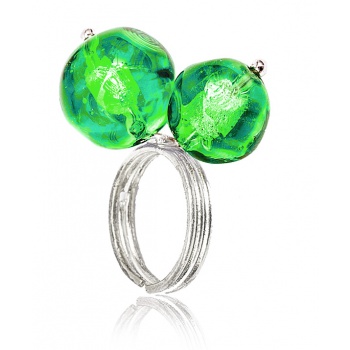 Šperky Murano Millefiori - ADEONA prsteň - zelený