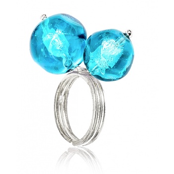 Šperky Murano Millefiori - Prsteň ADEONA  - tyrkysový