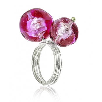 Šperky Murano Millefiori - Prsteň ADEONA  - červený