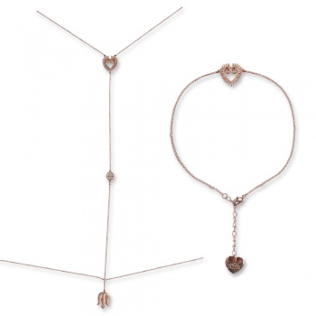 Šperky PETRA TOTH - Set retiazky na telo a nohu Mileva - ružovo zlatý