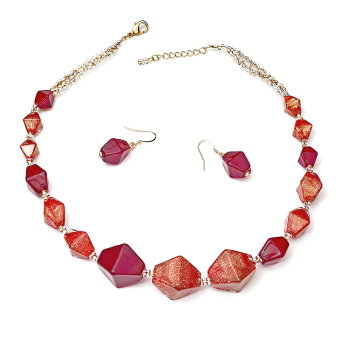 Šperky Murano Millefiori - Set ROVENA - červený