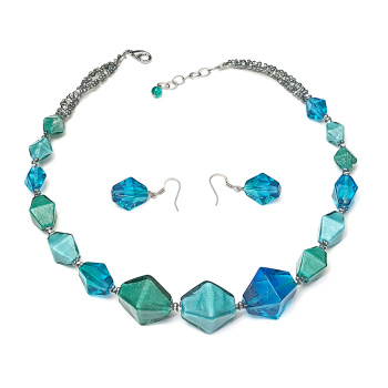 Šperky Murano Millefiori - Set ROVENA - tyrkysový
