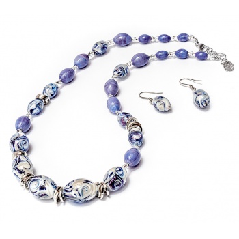 Šperky Murano Millefiori - Set ADONIA - fialový