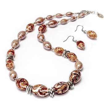 Šperky Murano Millefiori - Set ADONIA - hnedý