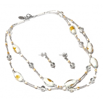 Šperky Murano Millefiori - Set ANETA - biely
