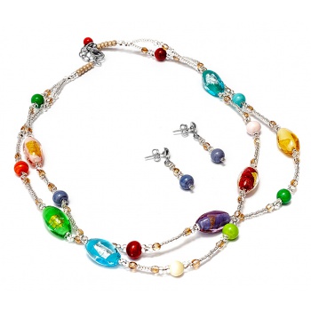 Šperky Murano Millefiori - Set ANETA - farebný