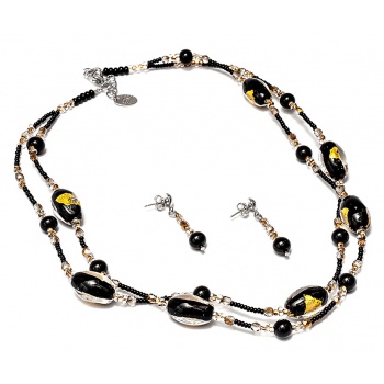 Šperky Murano Millefiori - Set ANETA - čierny