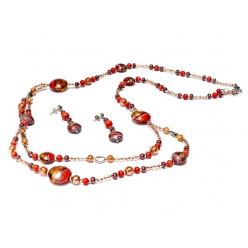 Šperky Murano Millefiori - Set FLAVIA - červený
